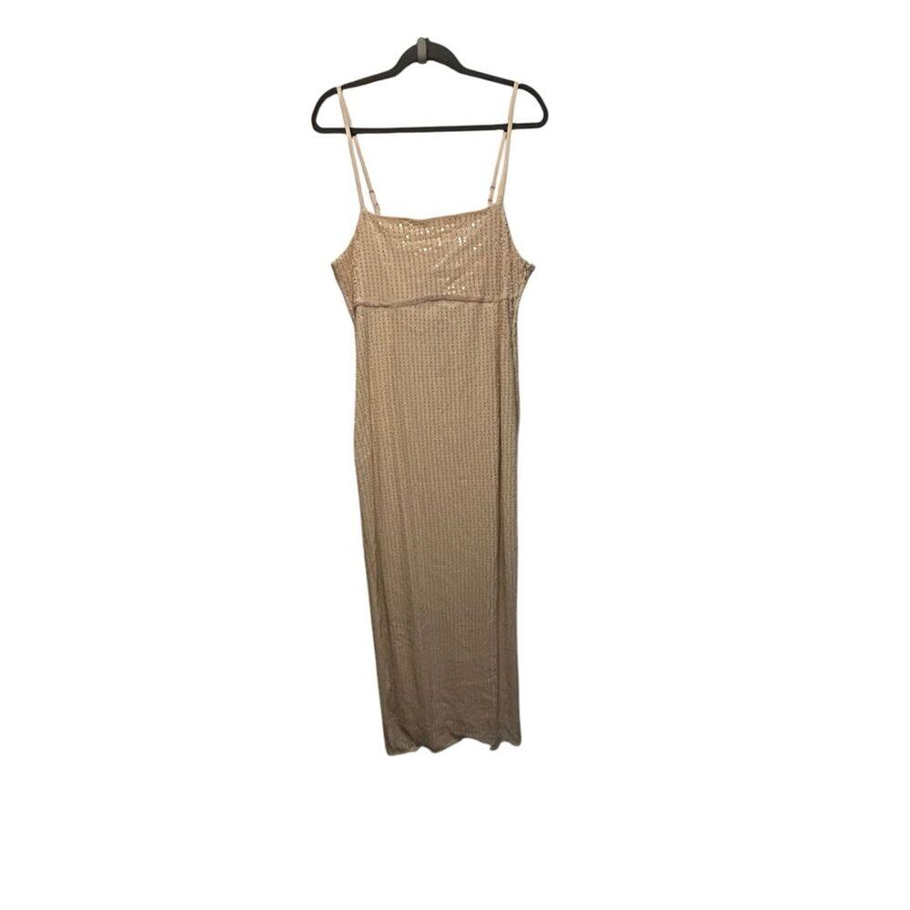 NWT Fashion Nova Beaded Long Dress with Slit, size 1X